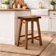 Pemberly Row Backless Saddle Counter Stool in Burnt Natural with Footrest