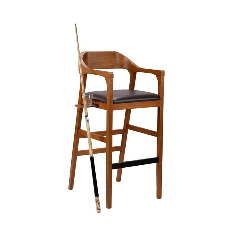 Pemberly Row Wood Extra Tall Bar Stool in Chestnut Wire-Brush Finish