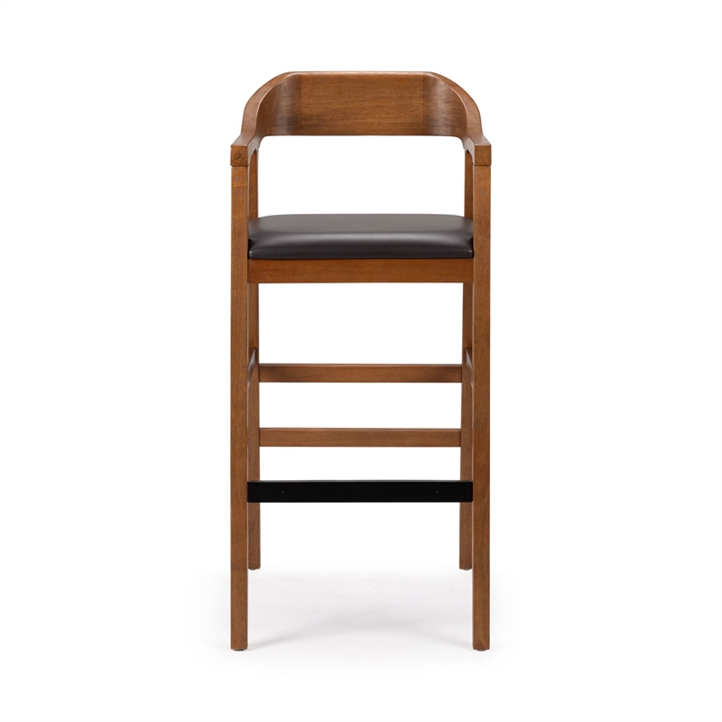 Pemberly Row Wood Extra Tall Bar Stool in Chestnut Wire-Brush Finish