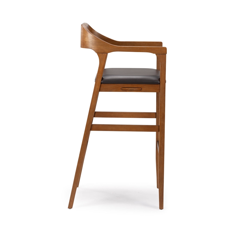 Pemberly Row Wood Extra Tall Bar Stool in Chestnut Wire-Brush Finish