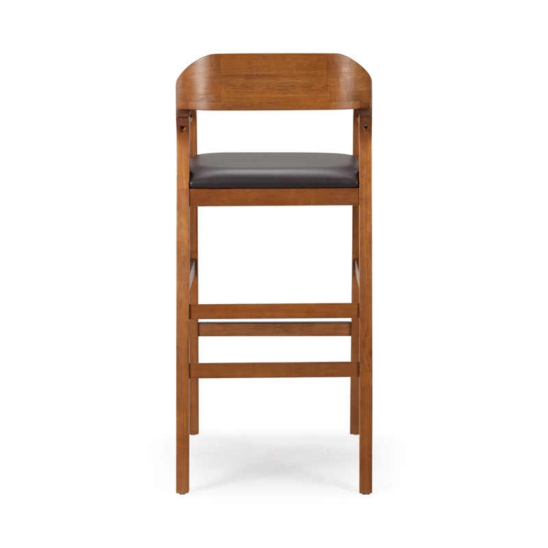 Pemberly Row Wood Extra Tall Bar Stool in Chestnut Wire-Brush Finish