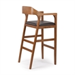 Pemberly Row Wood Extra Tall Bar Stool in Chestnut Wire-Brush Finish