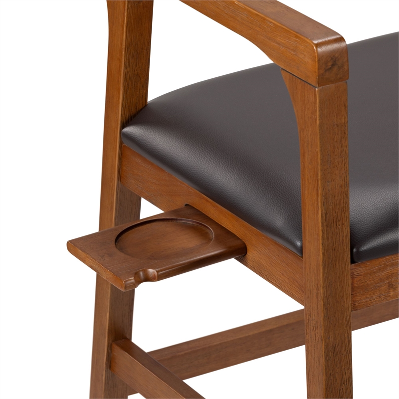 Pemberly Row Wood Extra Tall Bar Stool in Chestnut Wire-Brush Finish