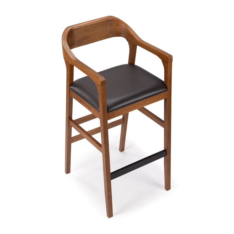 Pemberly Row Wood Extra Tall Bar Stool in Chestnut Wire-Brush Finish
