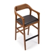 Pemberly Row Wood Extra Tall Bar Stool in Chestnut Wire-Brush Finish