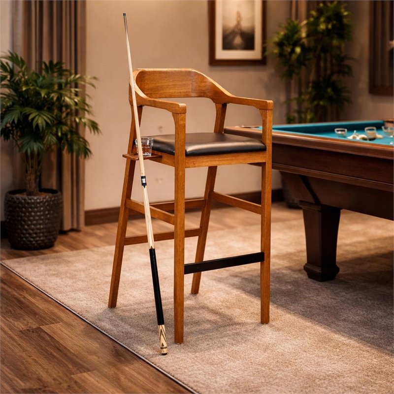 Pemberly Row Wood Extra Tall Bar Stool in Chestnut Wire-Brush Finish
