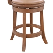 Pemberly Row Faux Leather Swivel Counter Stool in Maple Wire-Brush Finish