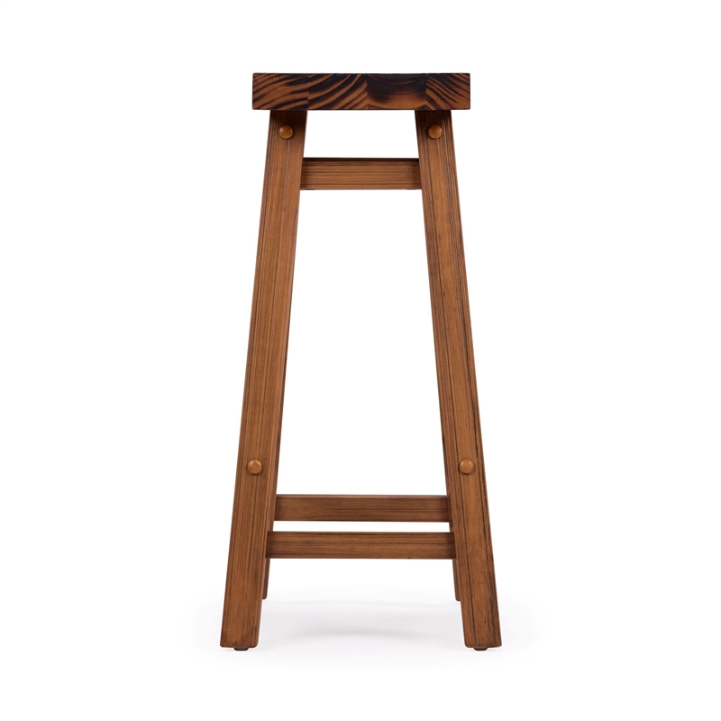 Pemberly Row Backless Saddle Counter Stool in Burnt Chestnut with Footrest