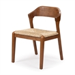 Pemberly Row Dining Rush Side Chair in Chestnut Wire-Brush Finish