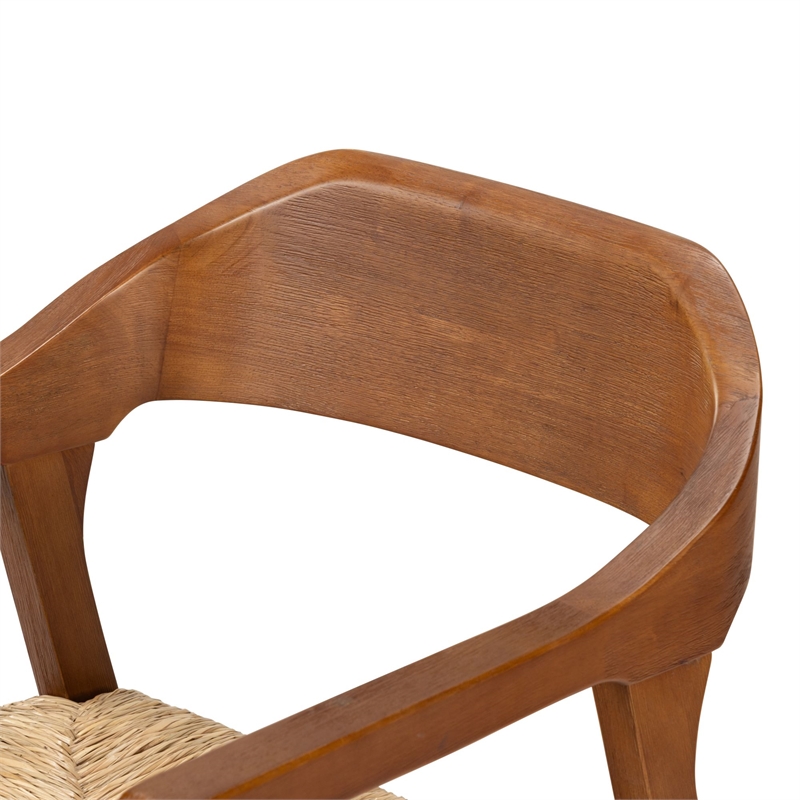 Pemberly Row Dining Rush Armchair in Chestnut Wire-Brush Finish