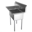 Pemberly Row 12x16x10 Left Stainless Steel Prep Utility Sink in Silver