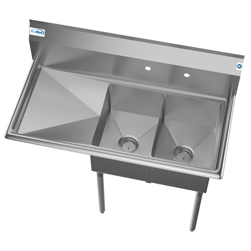 Pemberly Row 12x16x10 Left Stainless Steel Prep Utility Sink in Silver