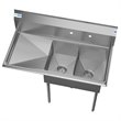 Pemberly Row 12x16x10 Left Stainless Steel Prep Utility Sink in Silver
