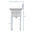 Pemberly Row 12x16x10 Left Stainless Steel Prep Utility Sink in Silver