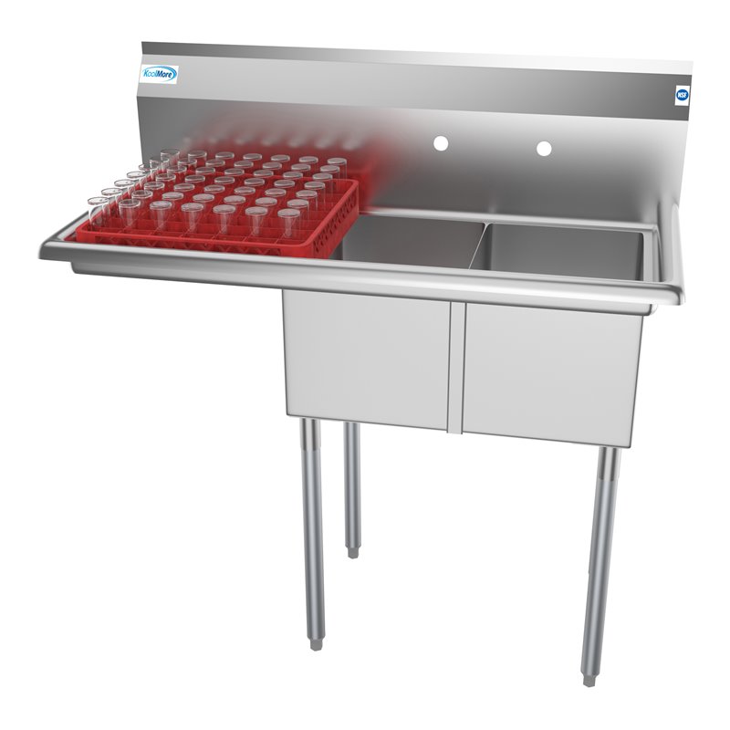 Pemberly Row 12x16x10 Left Stainless Steel Prep Utility Sink in Silver