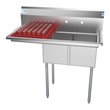 Pemberly Row 12x16x10 Left Stainless Steel Prep Utility Sink in Silver