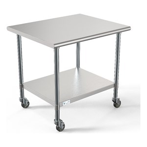 Pemberly Row 30&quot x 36&quot 18-Gauge 304 Stainless Steel Work Table with Casters