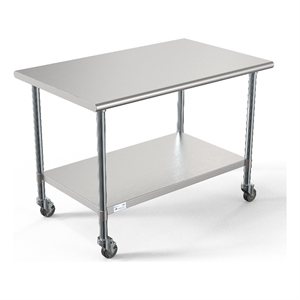 Pemberly Row 30&quot x 48&quot 18-Gauge 304 Stainless Steel Work Table with Casters