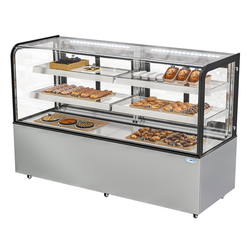 Pemberly Row 71 in. 20 cu. ft. Dry Bakery Display Case with Curved Glass