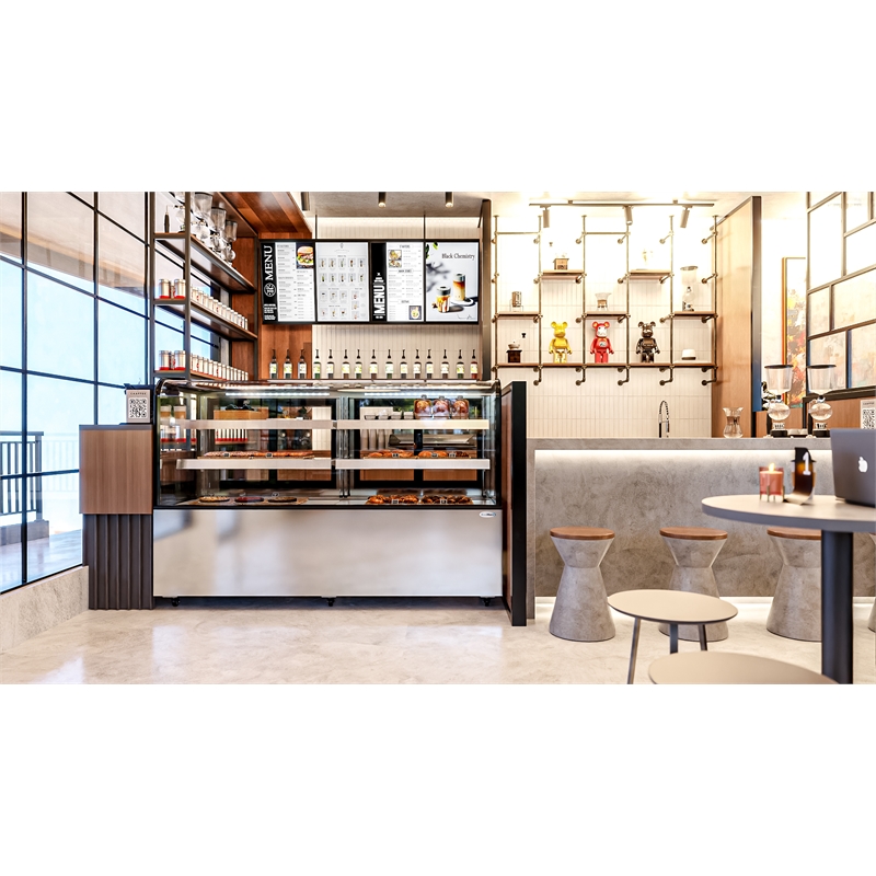 Pemberly Row 71 in. 20 cu. ft. Dry Bakery Display Case with Curved Glass