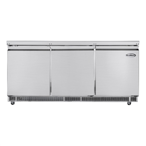 Pemberly Row 72&quot Refrigerated Prep Station Cold Table in Silver