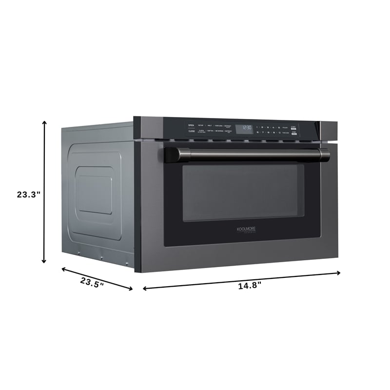 Pemberly Row 24 in. Microwave Drawer 1.2 cu. ft. in Black Stainless Steel
