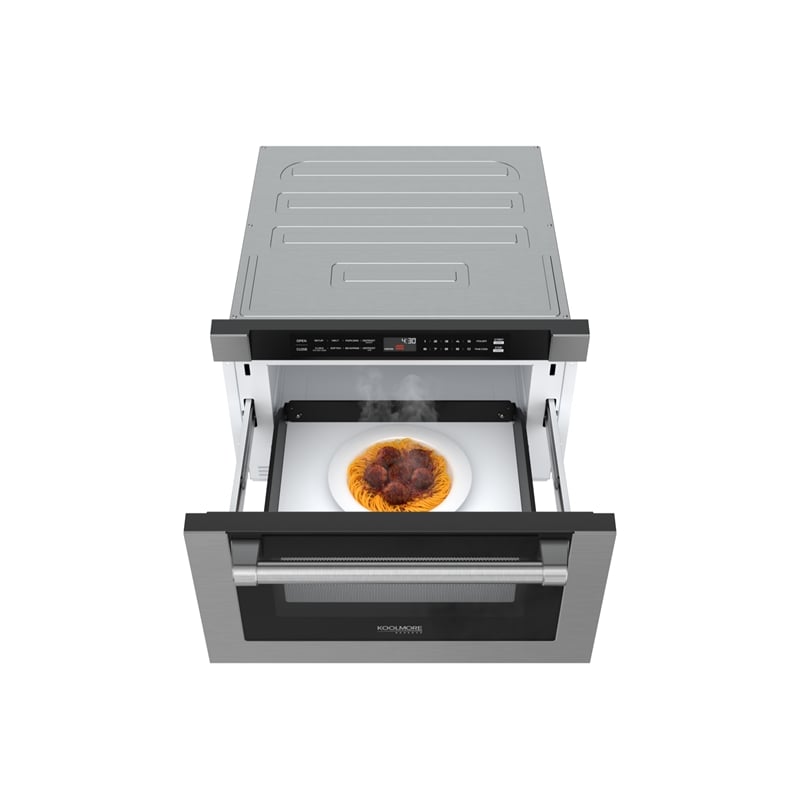 Pemberly Row 24 in. Microwave Drawer 1.2 cu. ft. in Black Stainless Steel