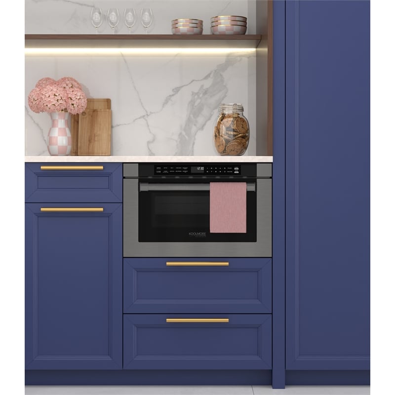 Pemberly Row 24 in. Microwave Drawer 1.2 cu. ft. in Black Stainless Steel