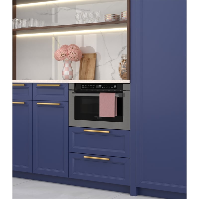 Pemberly Row 24 in. Microwave Drawer 1.2 cu. ft. in Black Stainless Steel