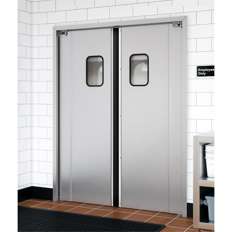 Pemberly Row 72 in. x 84 in. Double Aluminum Swinging Traffic Doors