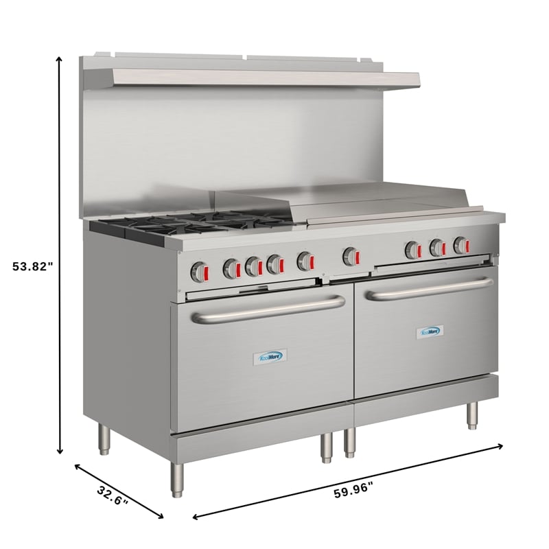 Pemberly Row 60 in. Gas Range with 36 in. Griddle in Stainless-Steel