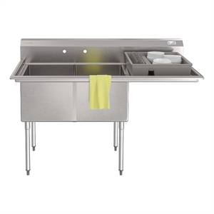 Pemberly Row 63&quot 18-Gauge 2-Compartment Sink with 24&quot Right Drainboard