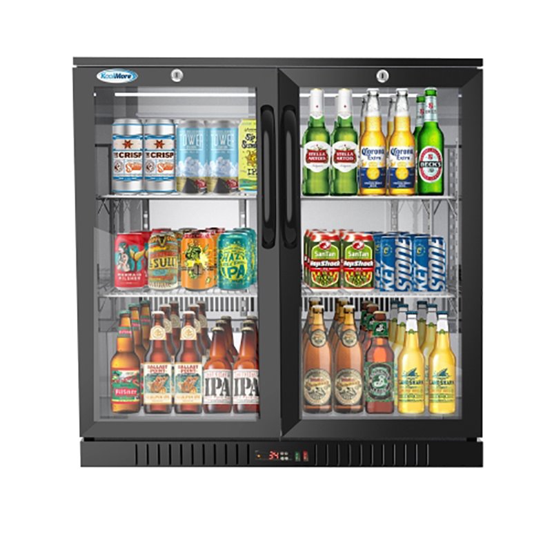 Pemberly Row 2-Door Metal Back Bar Cooler Refrigerator in Black