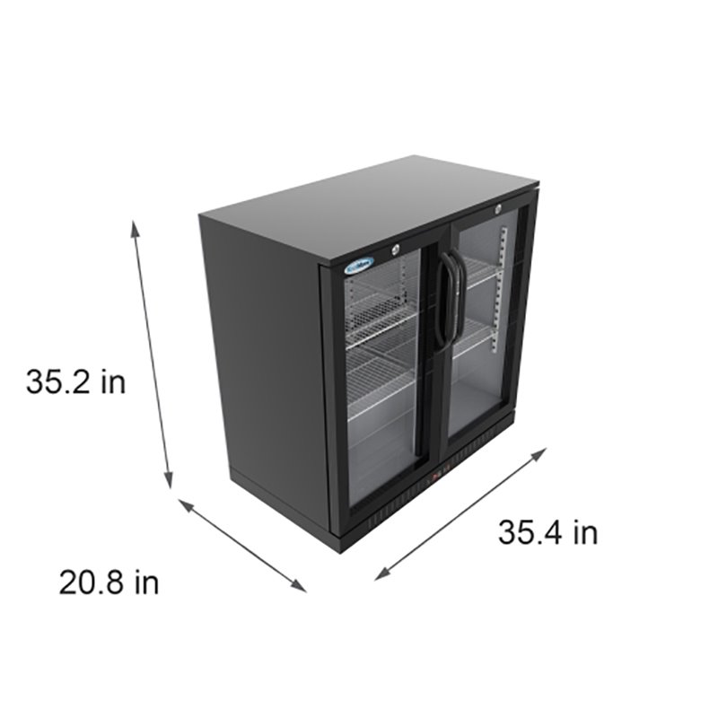 Pemberly Row 2-Door Metal Back Bar Cooler Refrigerator in Black