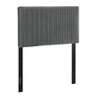 Pemberly Row Velvet Upholstered Twin Headboard in Gray Fabric