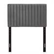 Pemberly Row Velvet Upholstered Twin Headboard in Gray Fabric