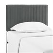 Pemberly Row Velvet Upholstered Twin Headboard in Gray Fabric