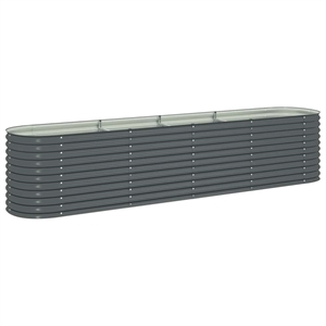 Pemberly Row Galvanized Steel Raised Garden Bed in Gray 157.5 in Long