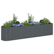 Pemberly Row Galvanized Steel Raised Garden Bed in Gray 157.5 in Long