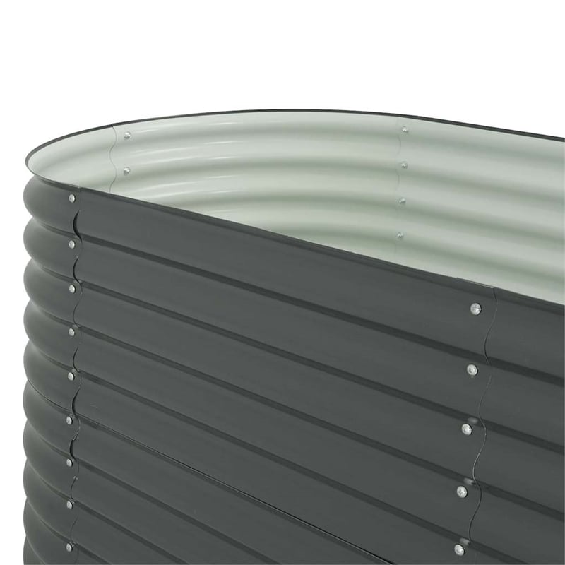 Pemberly Row Galvanized Steel Raised Garden Bed in Gray 157.5 in Long