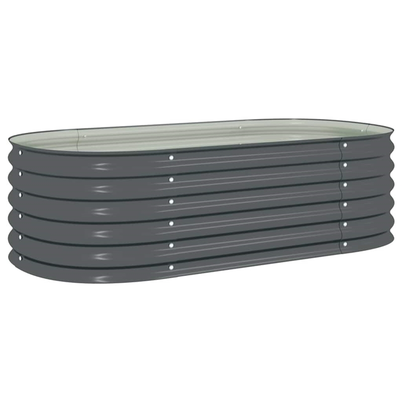 Pemberly Row Galvanized Steel Raised Garden Bed in Gray 63 in Long
