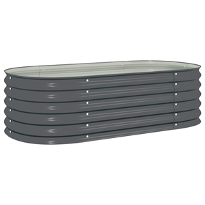Pemberly Row Galvanized Steel Raised Garden Bed in Gray 63 in Long