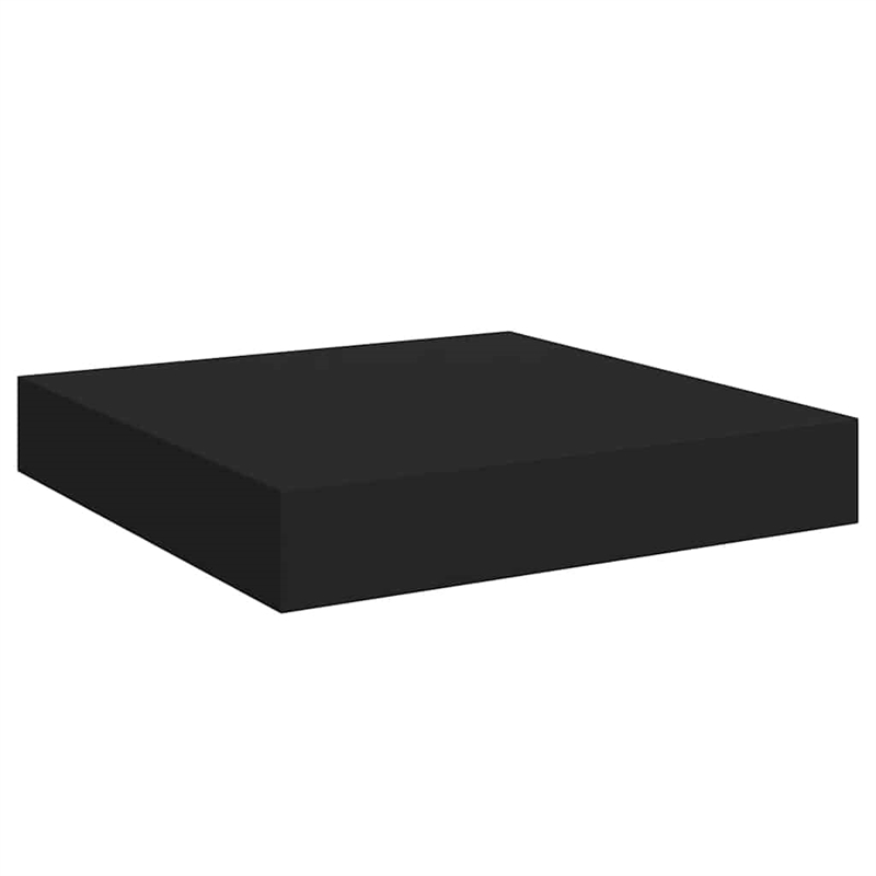 Pemberly Row MDF and Metal Wall Shelf in Black Square Design