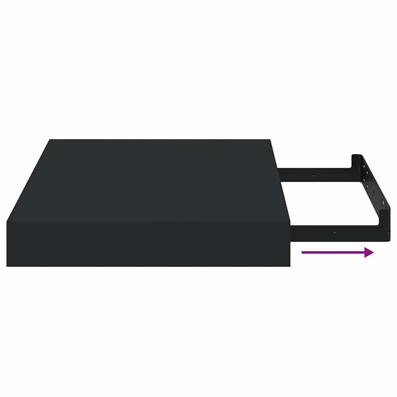Pemberly Row MDF and Metal Wall Shelf in Black Square Design