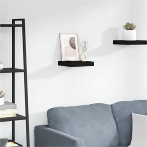 Pemberly Row MDF and Metal Wall Shelf in Black Square Design