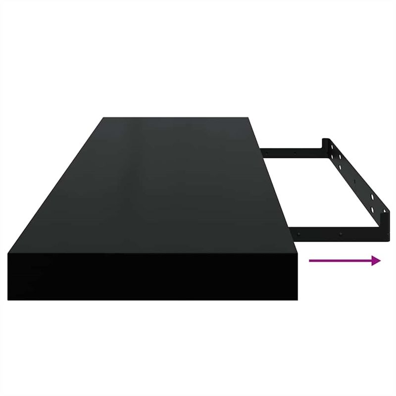 Pemberly Row MDF and Metal Wall Shelf in Black Rectangular Design