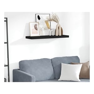Pemberly Row MDF and Metal Wall Shelf in Black Rectangular Design