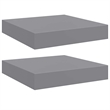 Pemberly Row Square MDF Floating Wall Shelf Set of 2 in Gray