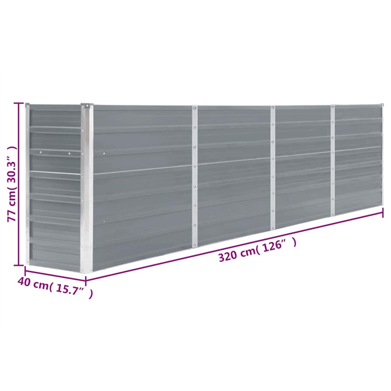 Pemberly Row Large Galvanized Steel Raised Garden Bed in Gray