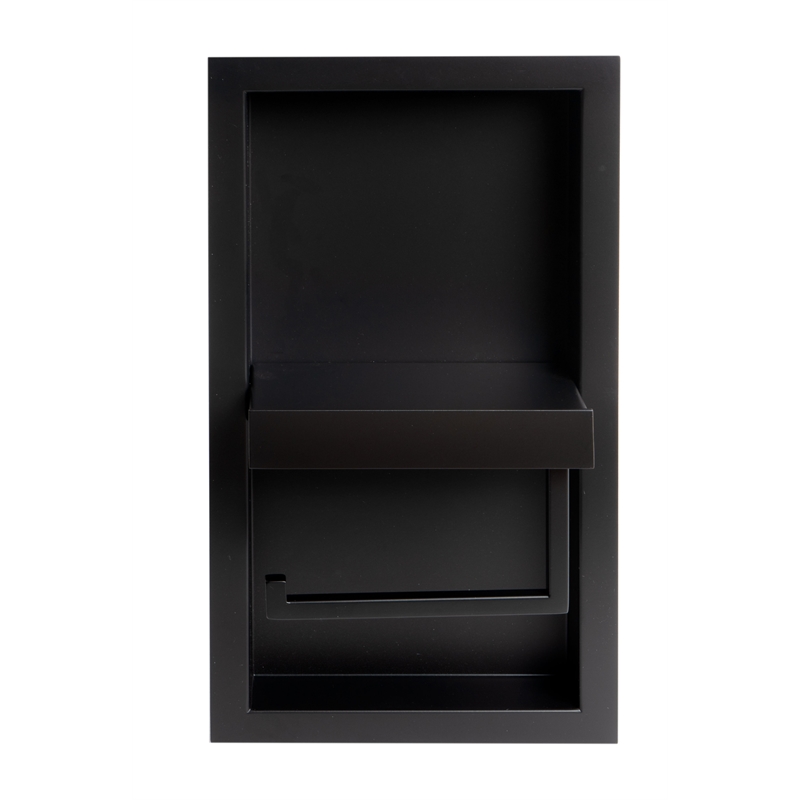 Pemberly Row Stainless Steel Toilet Paper Holder Niche in Black Matte Finish